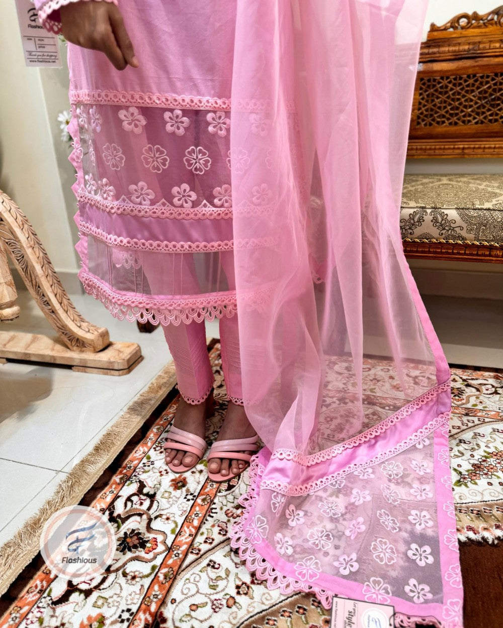 Rose Pink Lawn sensational 3piece stitched outfit