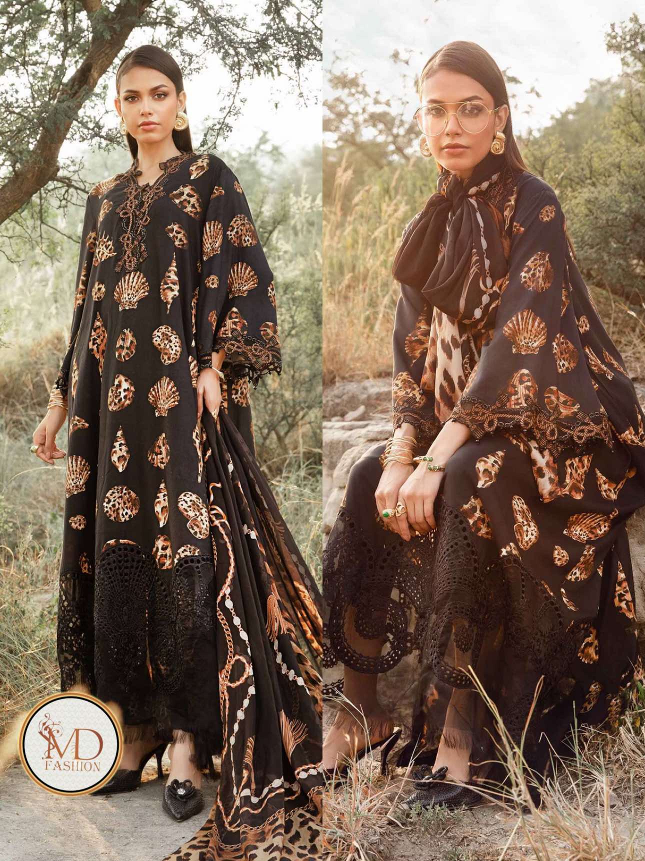Maria b Tiger mprint Brown Lawn