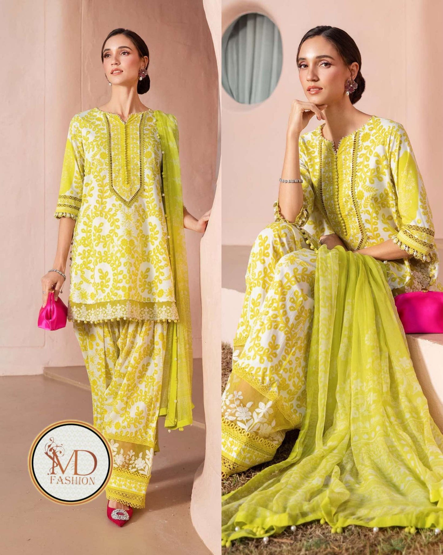 Maria b Mprint Lime 4a Lawn