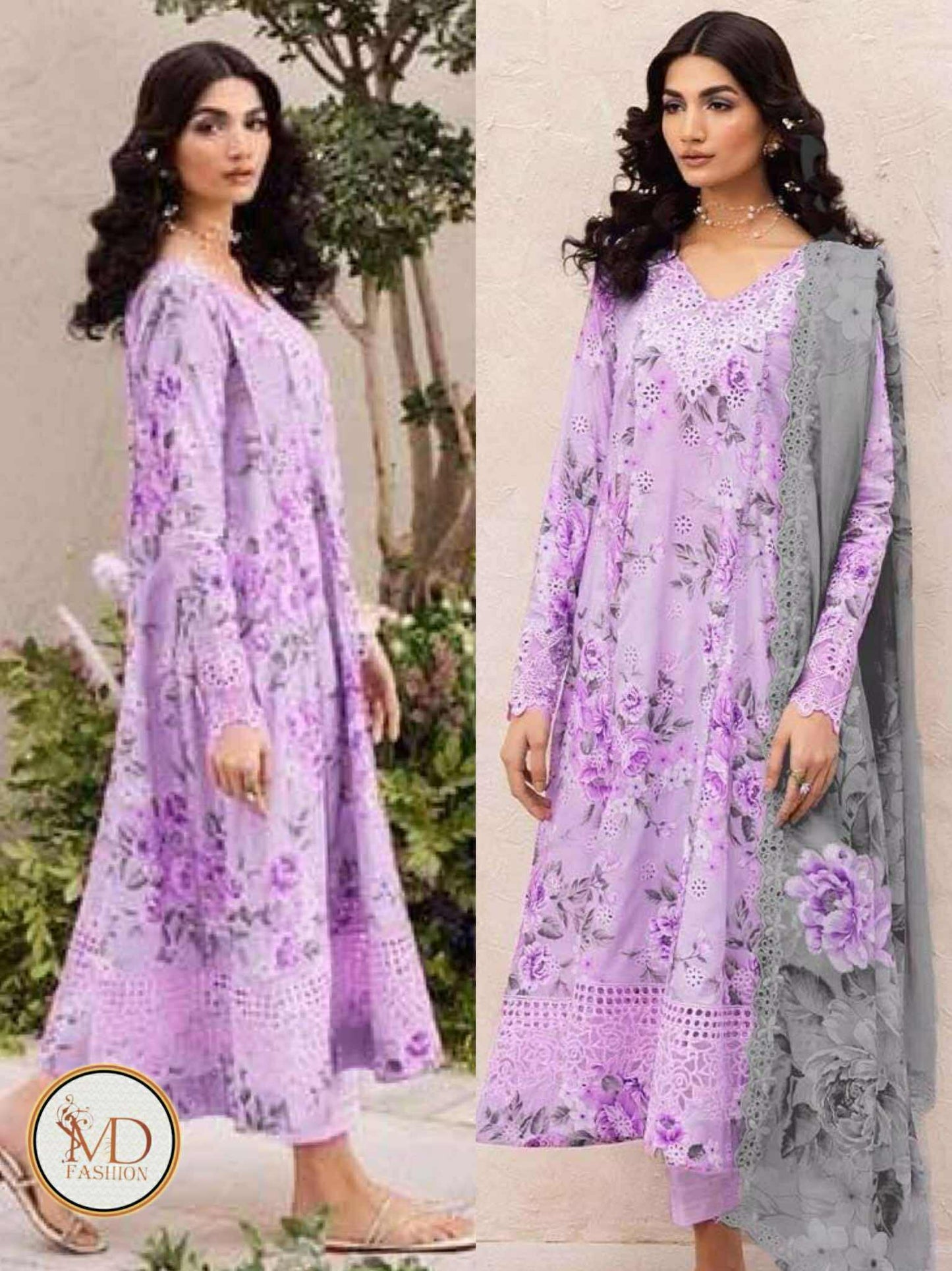 Iznik MAUVE Purple Chikankari Lawn