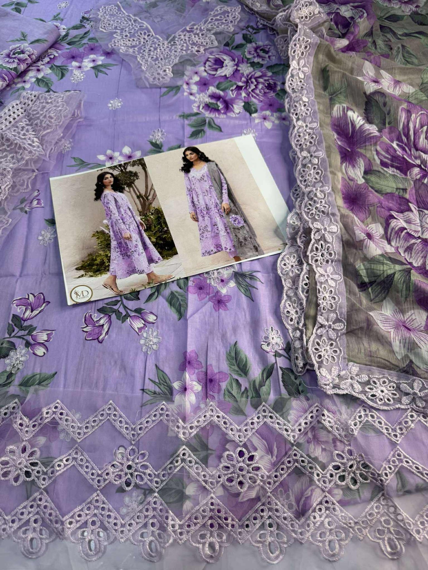 Iznik MAUVE Purple Chikankari Lawn