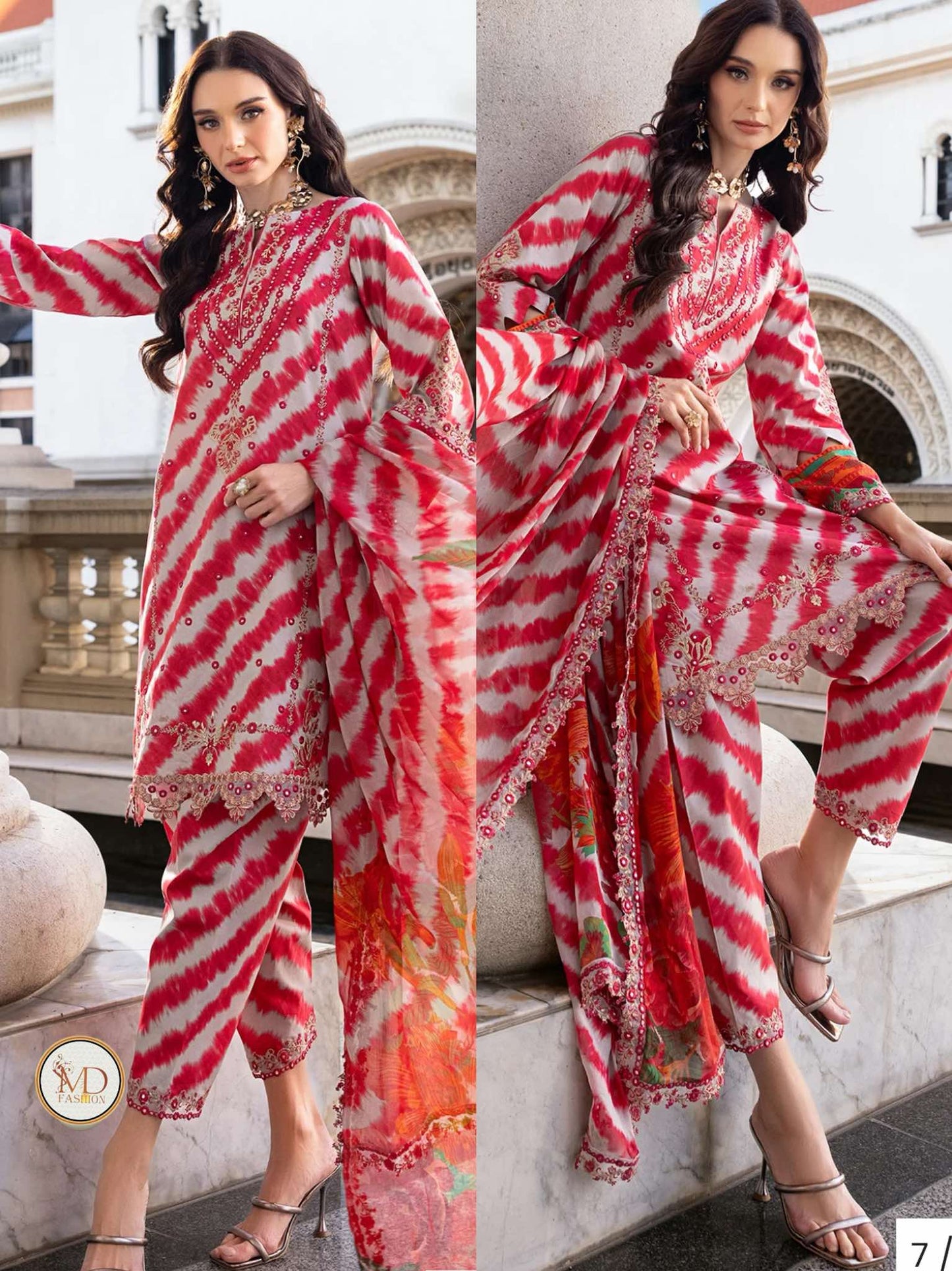 Charisma Red Luxurious Lawn 3pcs Dress