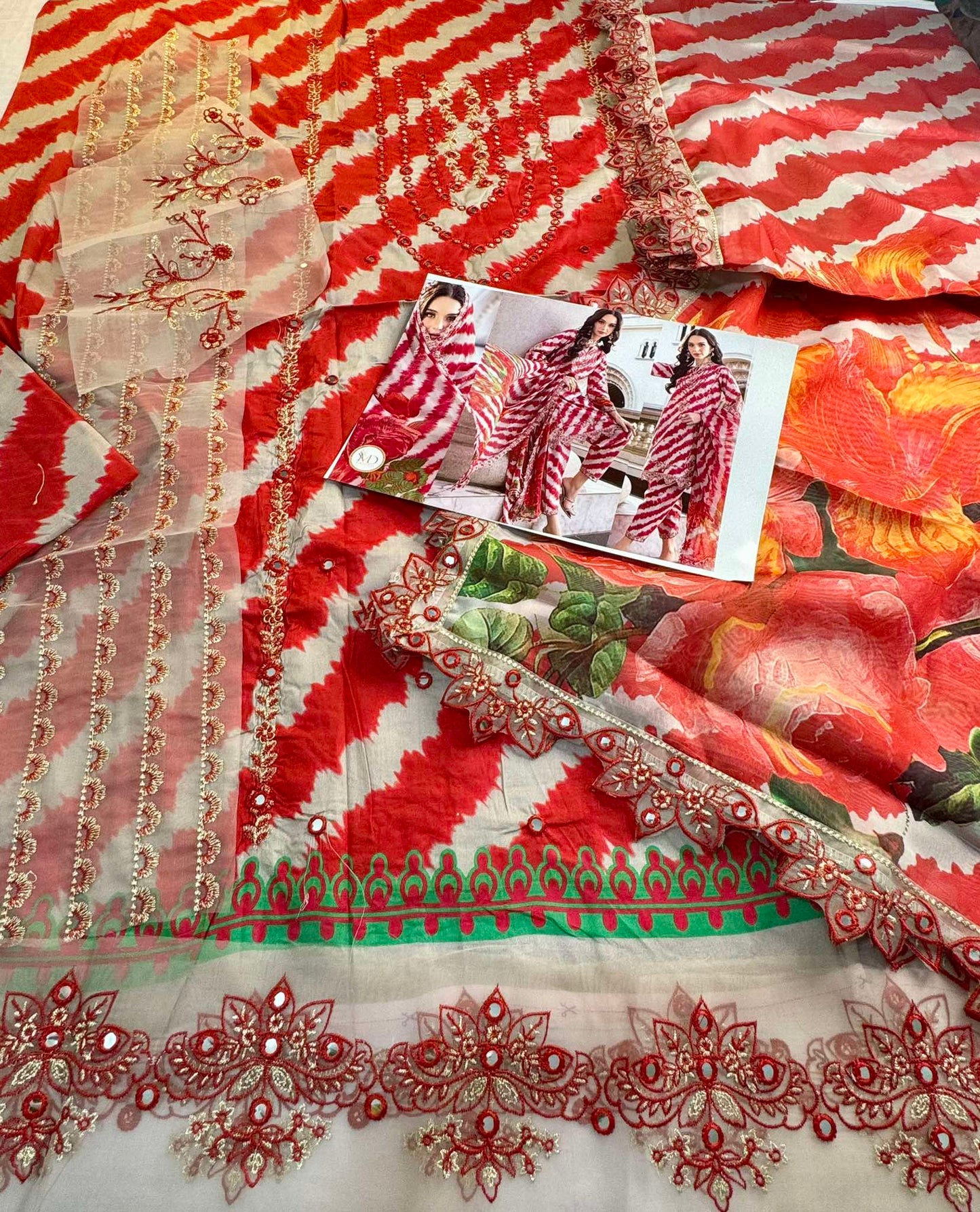 Charisma Red Luxurious Lawn 3pcs Dress