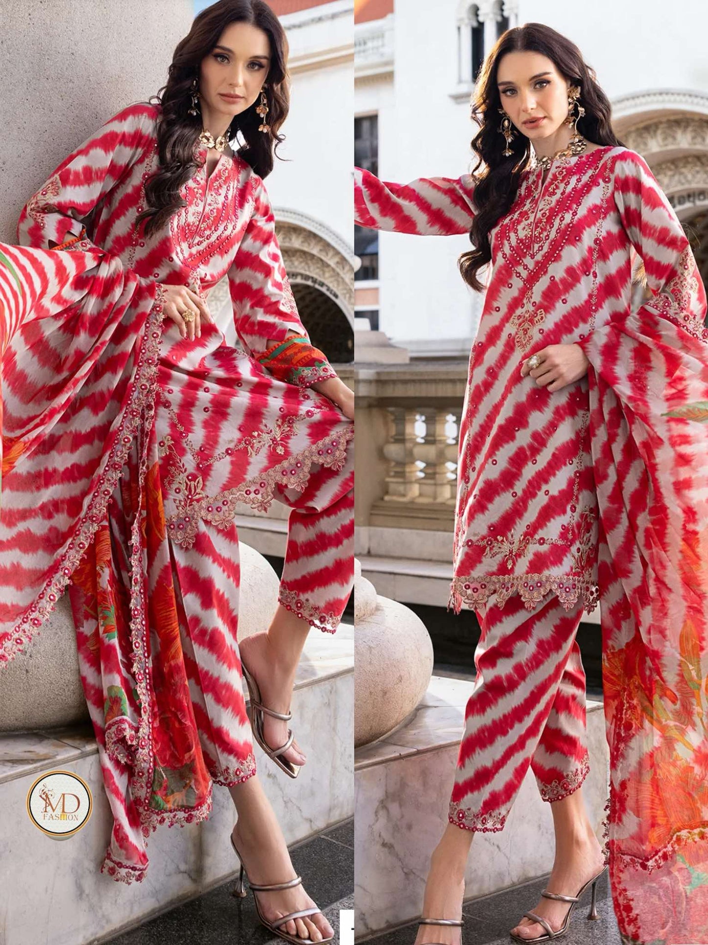Charisma Red Luxurious Lawn 3pcs Dress