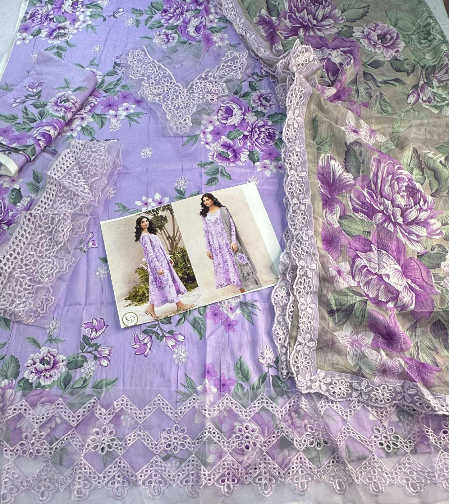 Iznik MAUVE Purple Chikankari Lawn