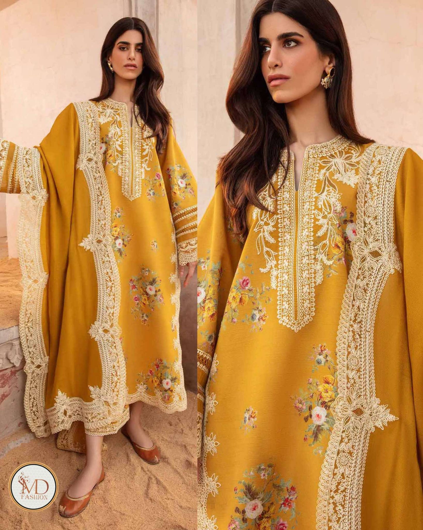 Crimson Mustard Saira Shakira Luxurious Lawn
