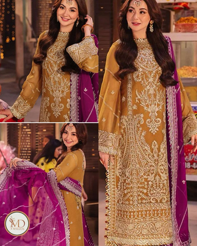 Asim Jofa mustard Hania Amir dress