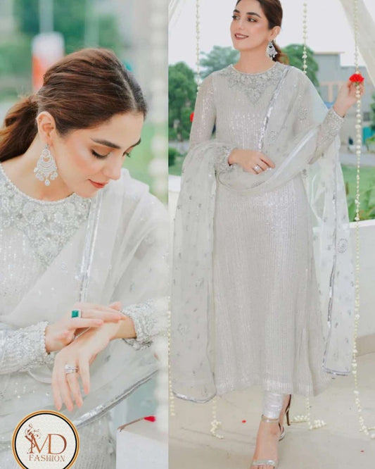 Maya Ali Ash Gray chiffon dress