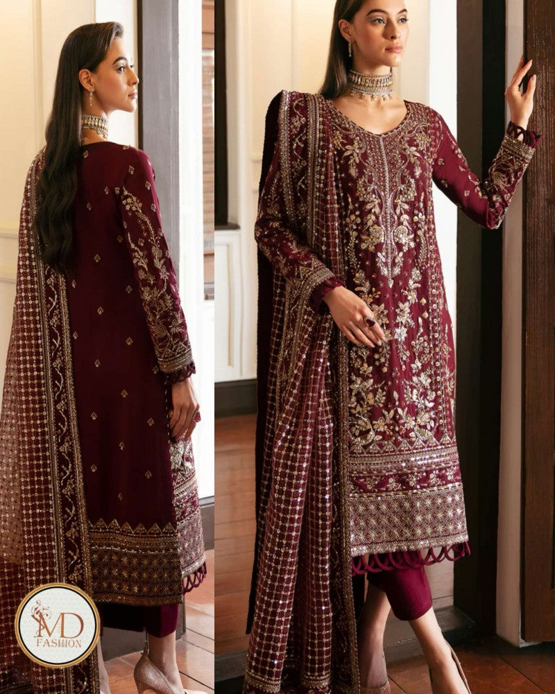 GULAAL VELENTINA Chiffon Maroon Dress