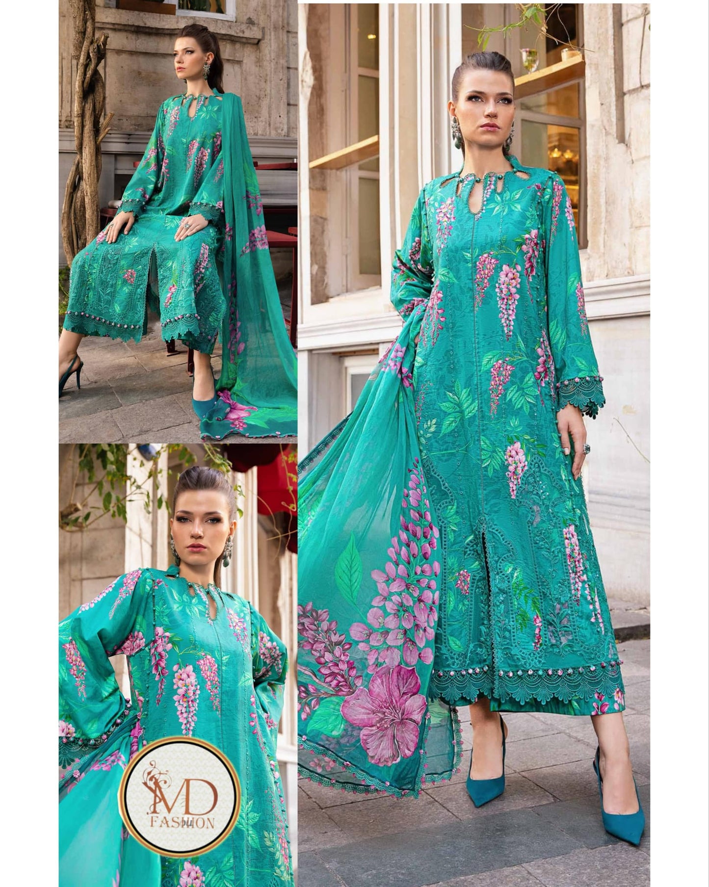 Maria b sea green lawn dress