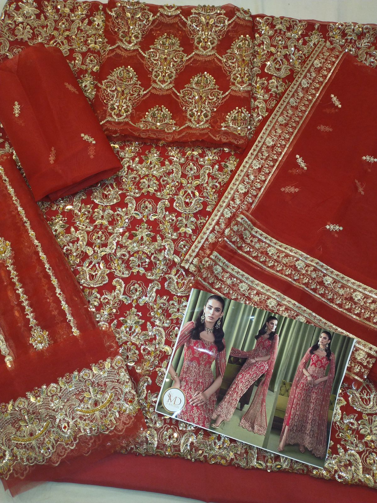 Kanwal Malik Unique Red handwork dress