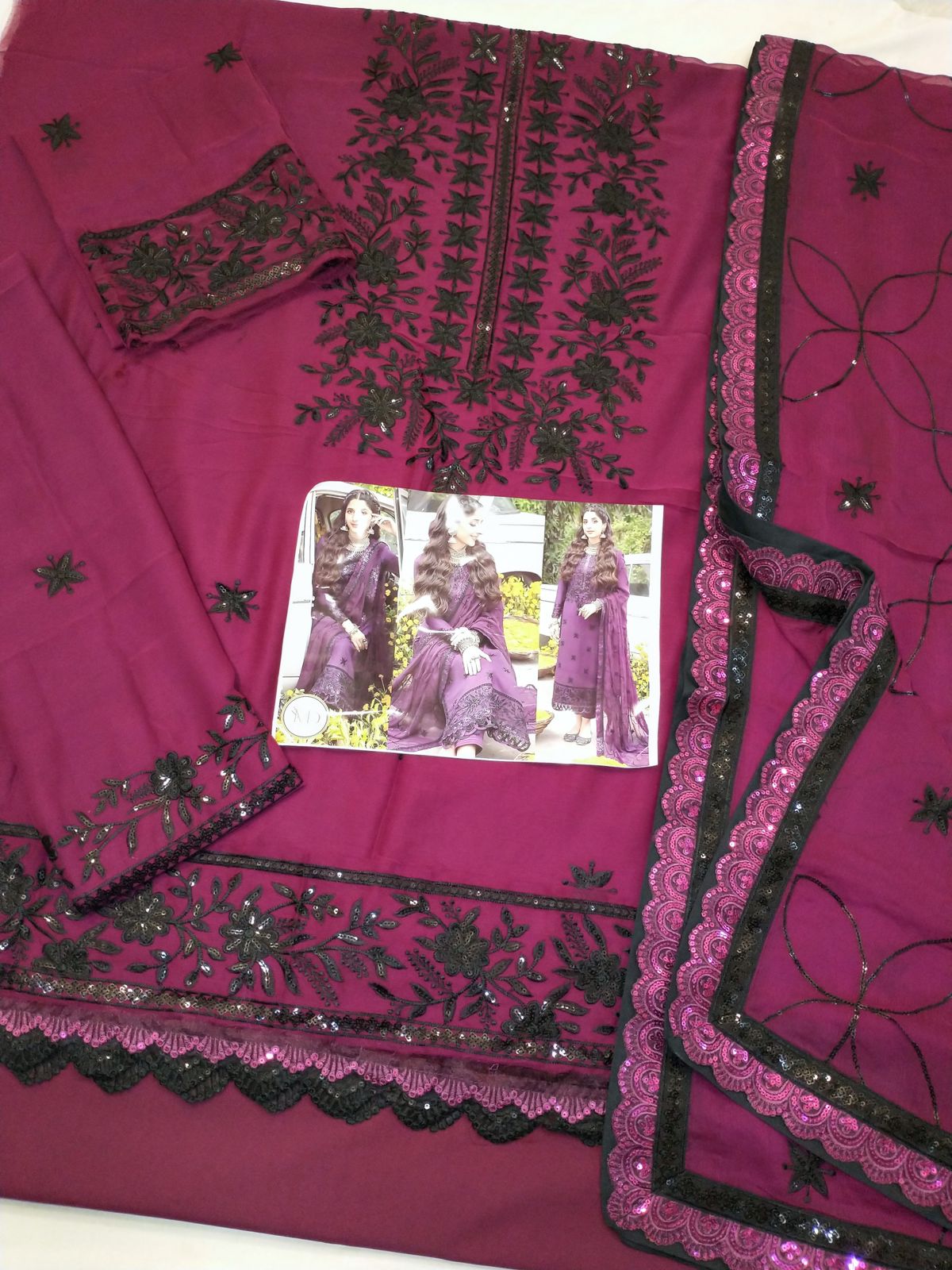 Asim Jofa purple chiffon Marwa dress