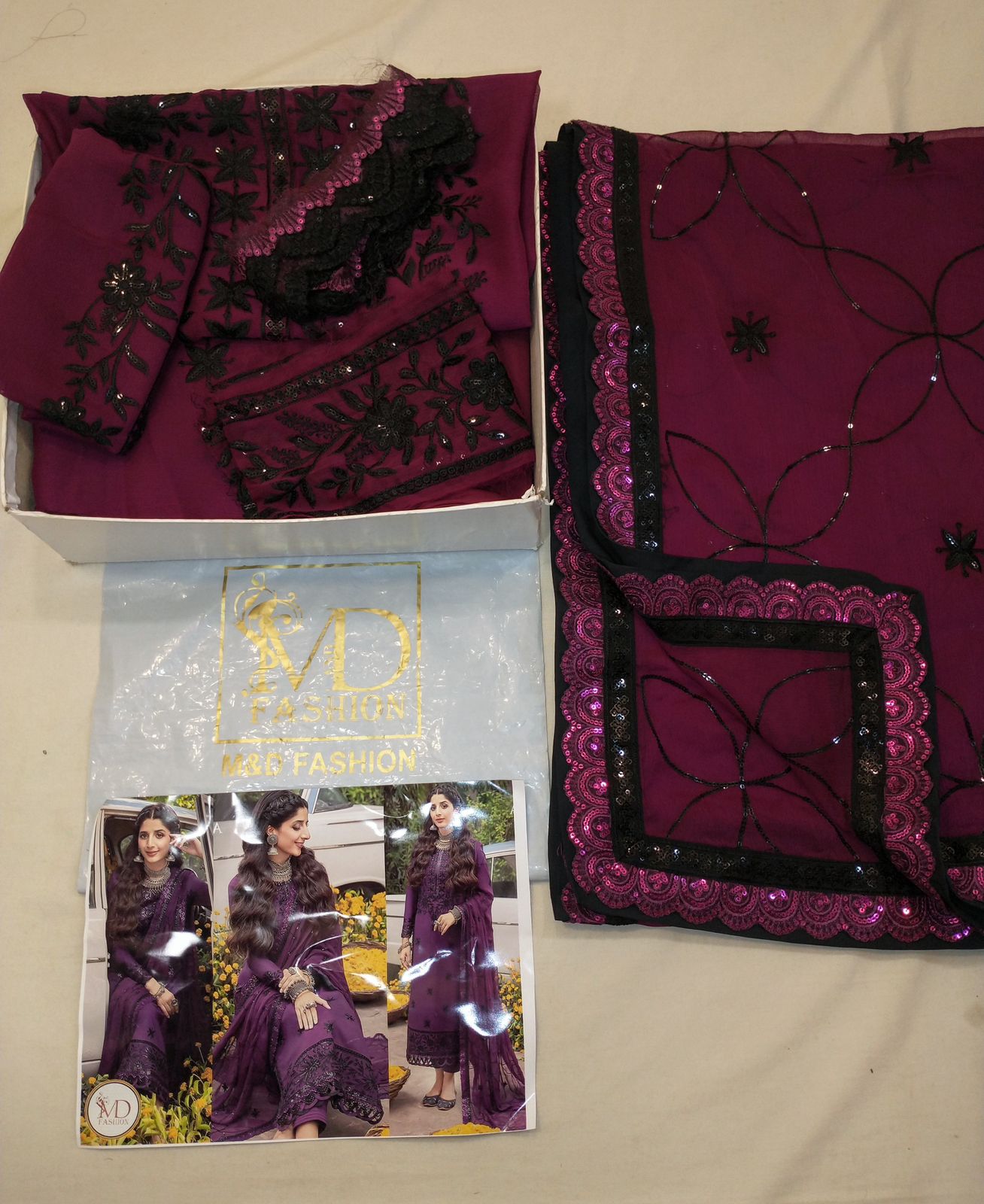 Asim Jofa purple chiffon Marwa dress