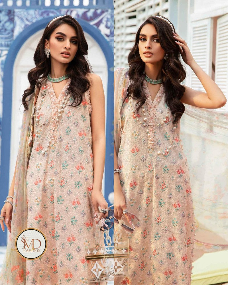 Maria b Luxury soft peach Lawn dress