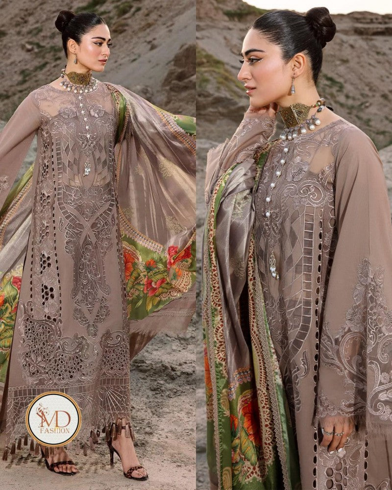 Bin Ilyas Coffee brown Luxurious Lawn