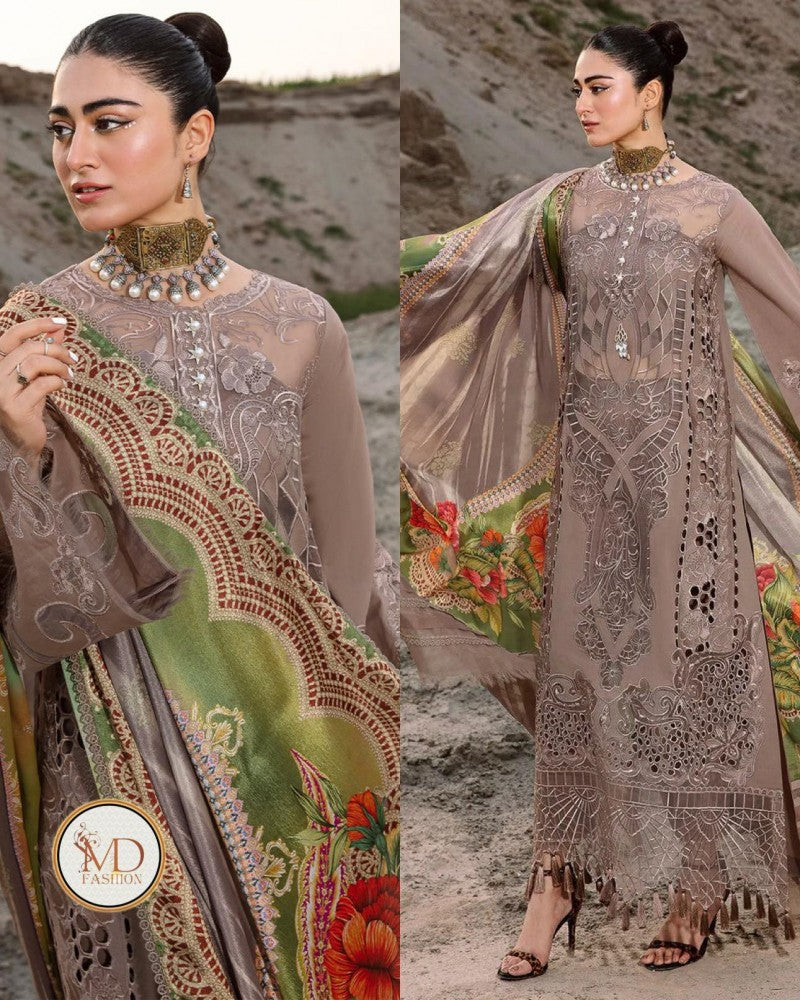 Bin Ilyas Coffee brown Luxurious Lawn