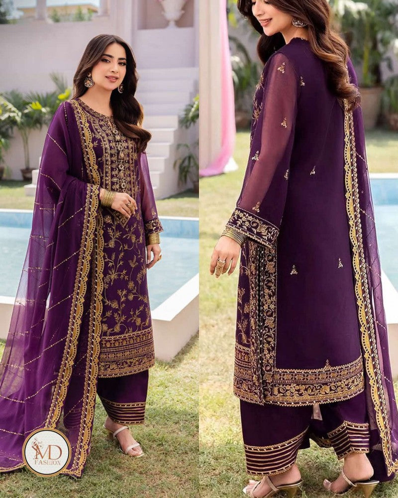 Asim Jofa Dhanak Purple chiffon dress