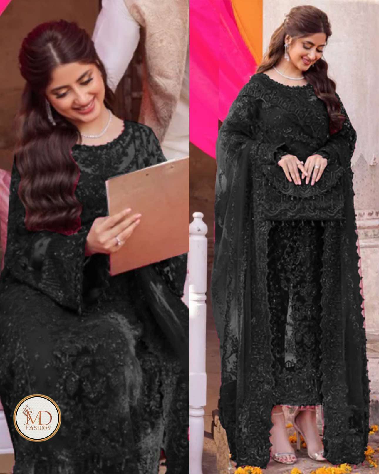 Kanwal Malik MAHI black net dress