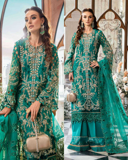 Maria b green handwork cutwork dress