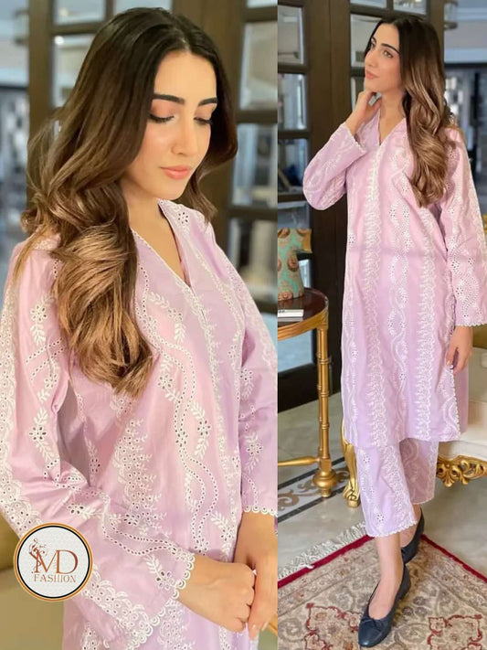 Naarj Pink Pure Chikenkari embroidered Lawn