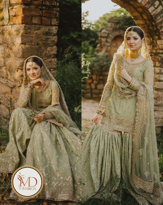 Maha Wajahat pistachio Ghrara dress