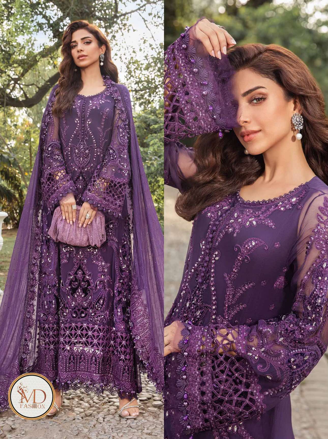 Maria b Embroidered Purple dress