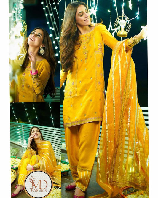 Maya Ali MNR yellow organza dress