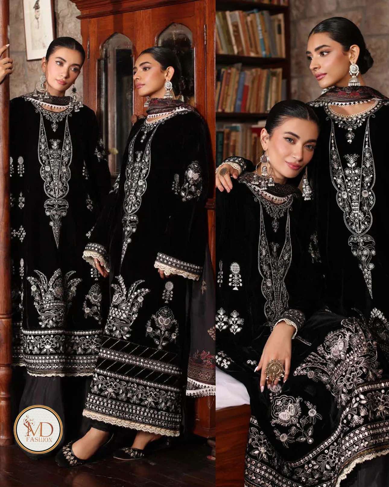 Noor by Saadia asad black velvet dress