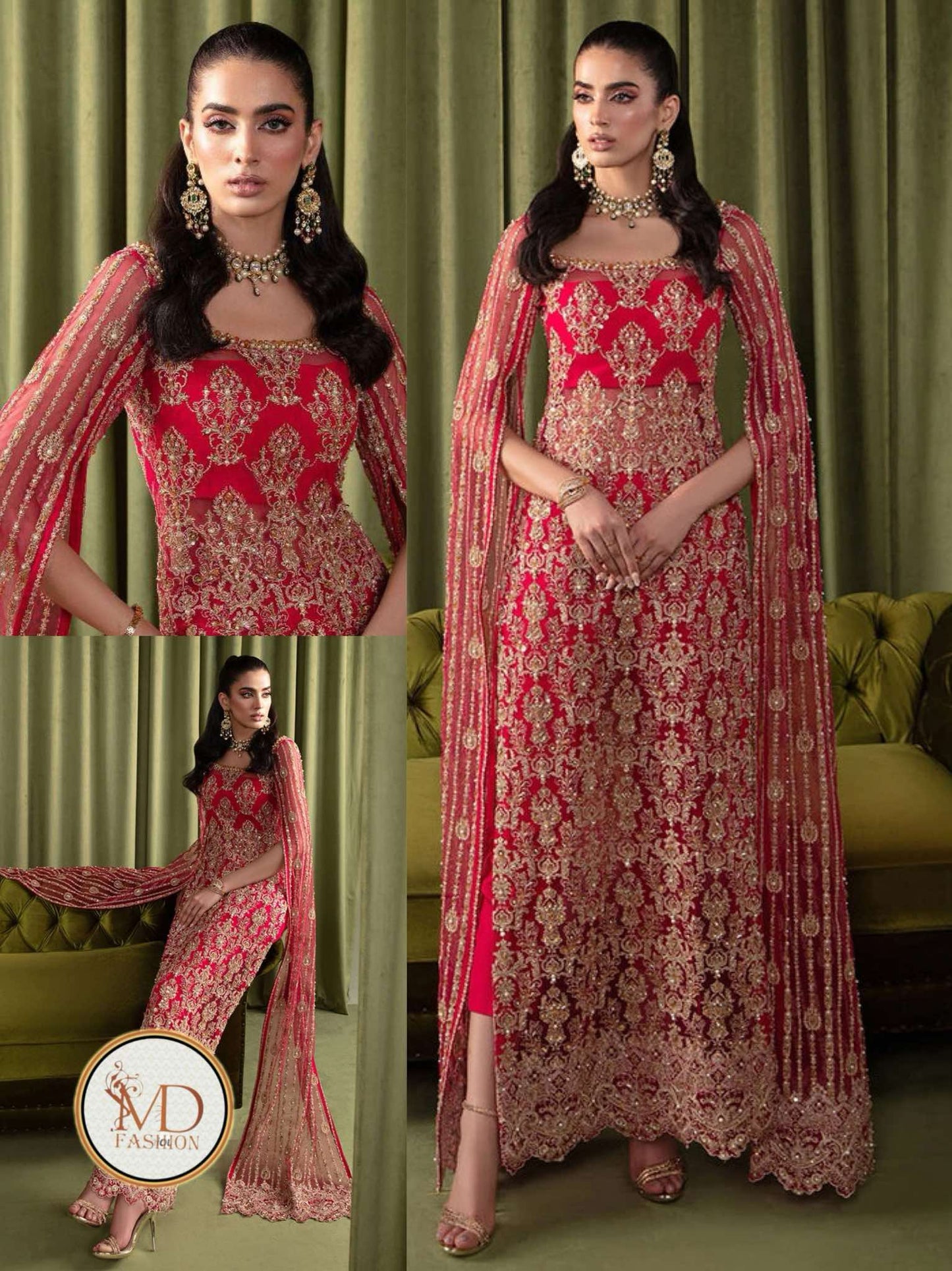 Kanwal Malik Unique Red handwork dress