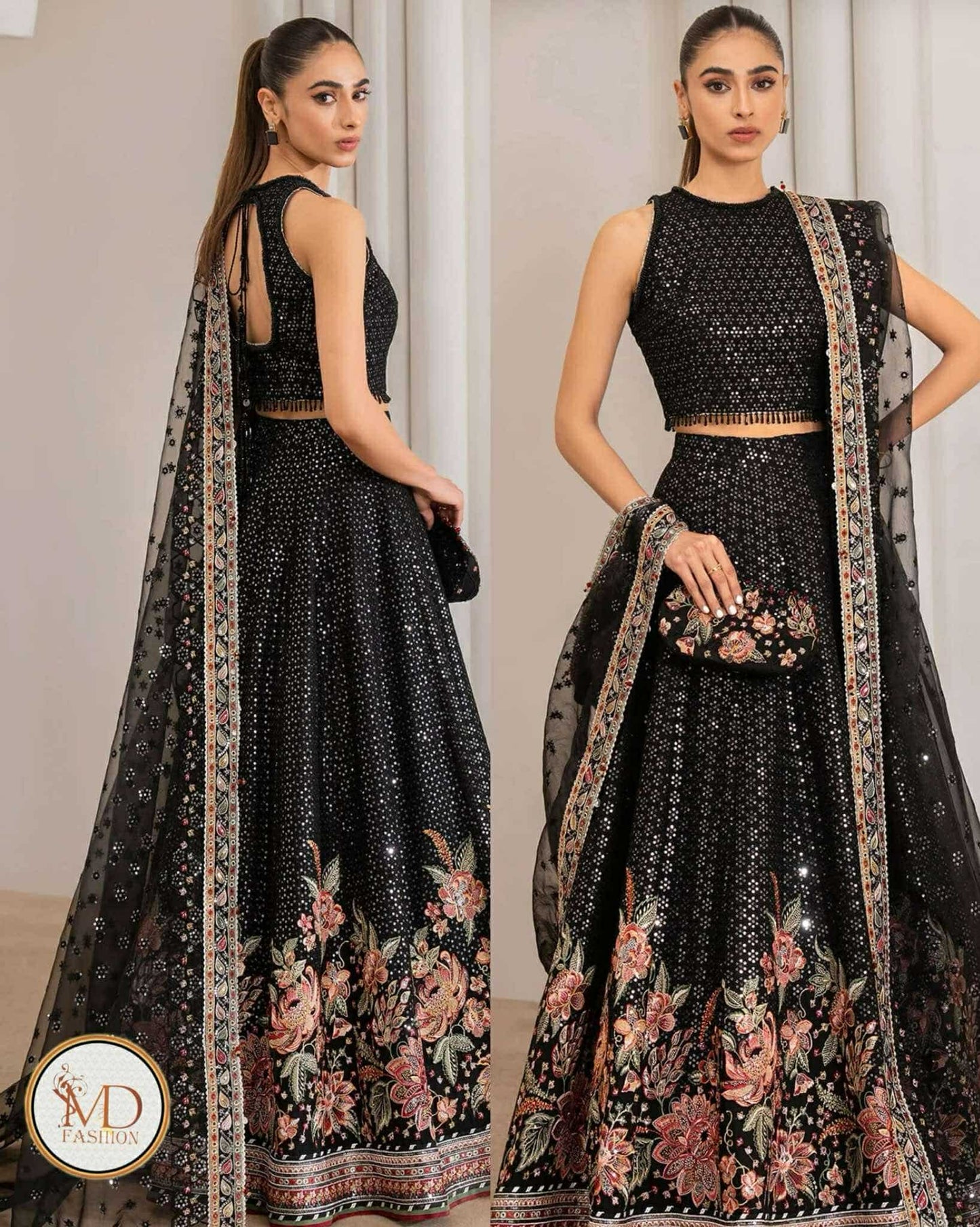 Jazmin black Embroidered Wedding Collection