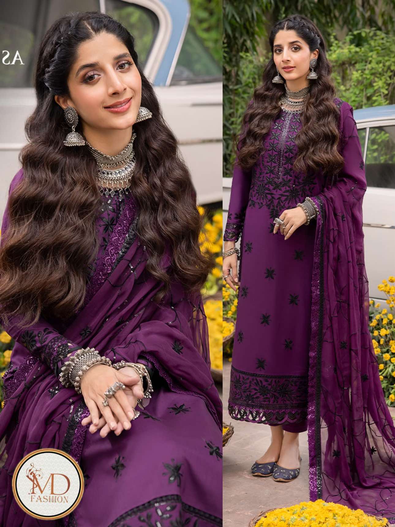 Asim Jofa purple chiffon Marwa dress