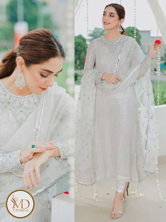 Maya Ali Ash Gray chiffon dress