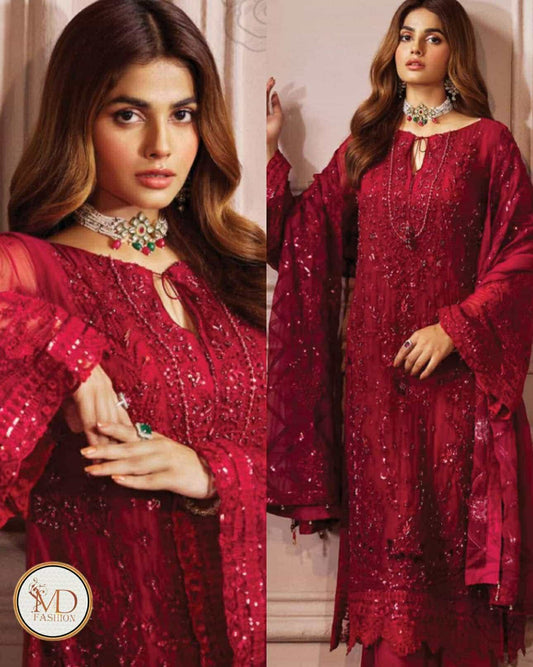 Eman Adeel exclusive full Red dress