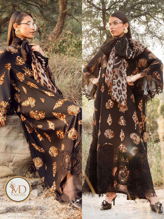 Maria b Tiger mprint Brown Lawn