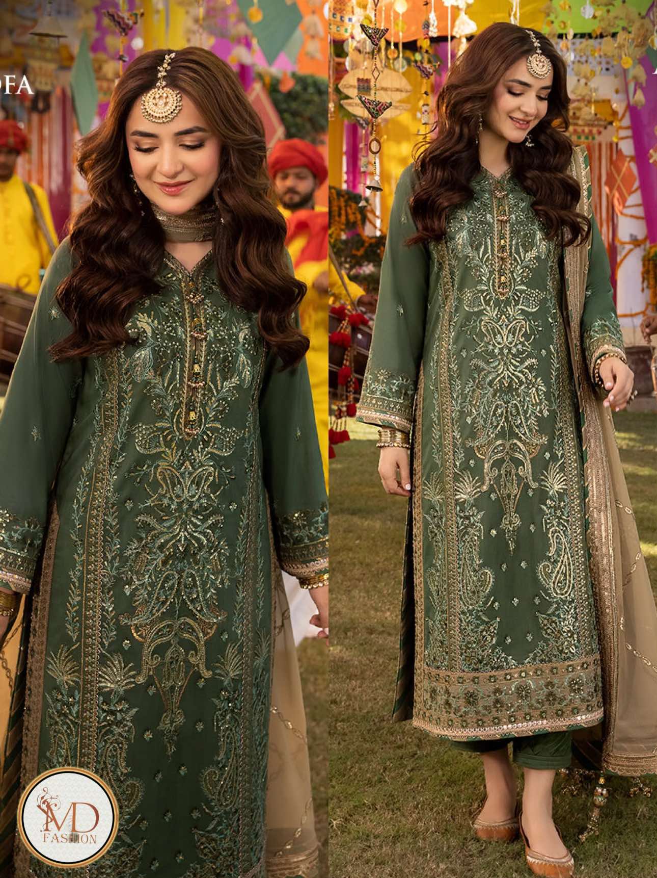 Asim Jofa Green Fawn Meerub dress