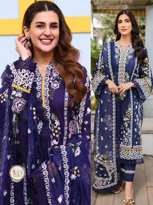 Kubra Khan Luxurious Lawn Blue dress