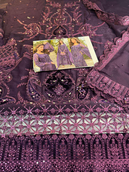 Maria b Chiffon purple premium embroidery collection