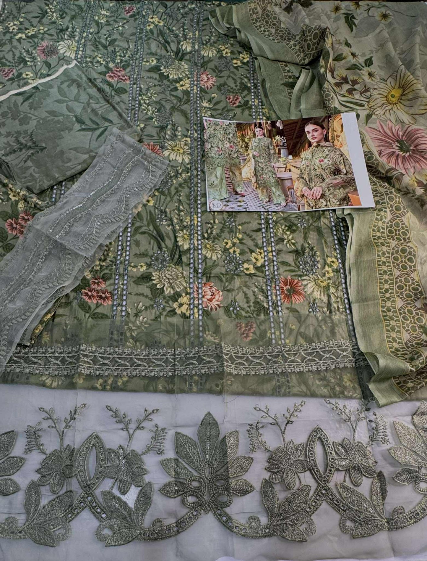 Maria b mprint 8b Green Lawn dress