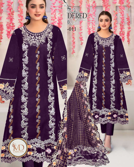 Tawwakal Purple Heavily embroidered dress
