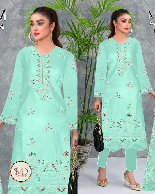 Tawwakal Seagreen Heavily embroidered dress