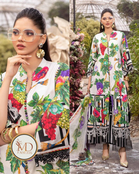 Maria b Mprint 2108A white lawn